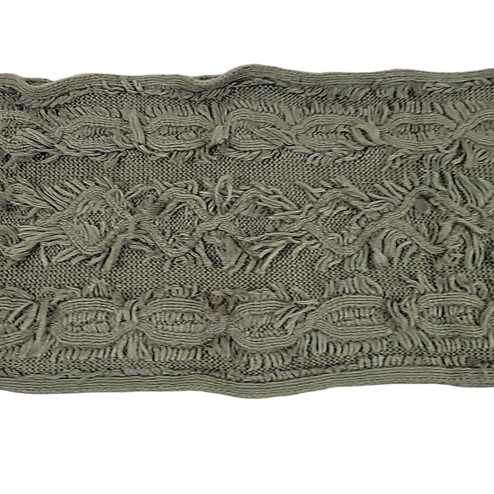V. Fraas 100 % Acrylic Sweater Knit Fringe Scarf RN 66349 Olive Sage Green